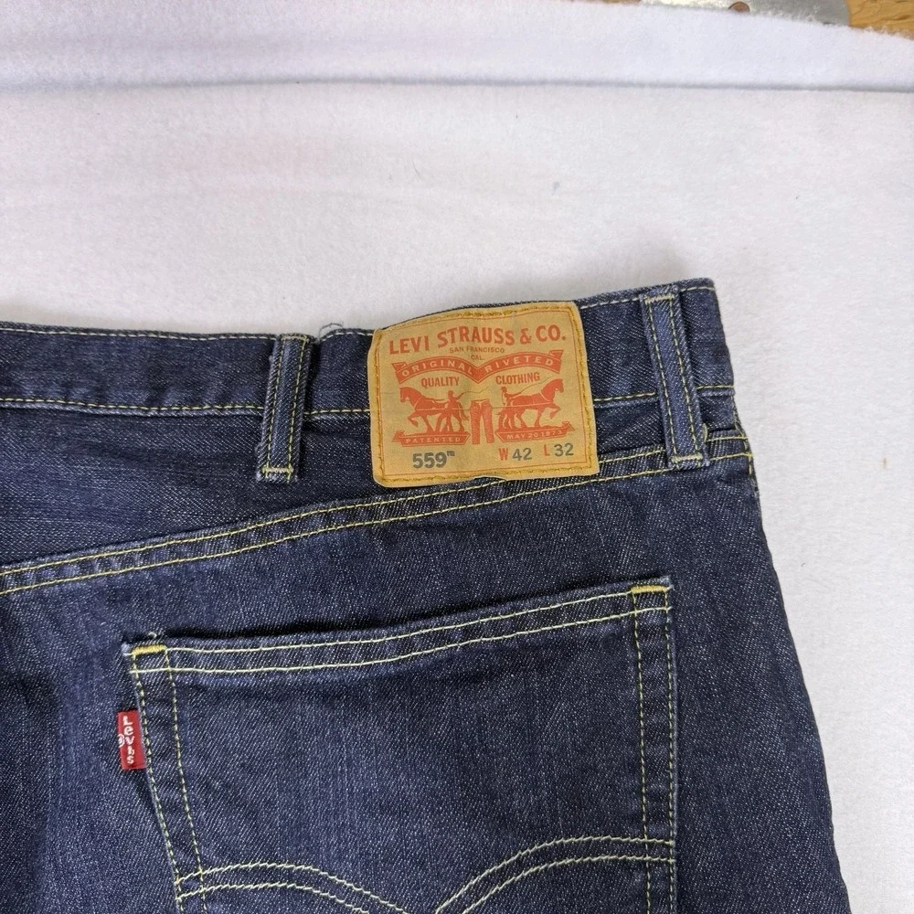 Levi's‎ 559 Relaxed Straight Jeans Men's 42x32 Dark Indigo Wash Waterless Denim
